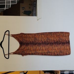 Orange and black zebra pattern body con dress